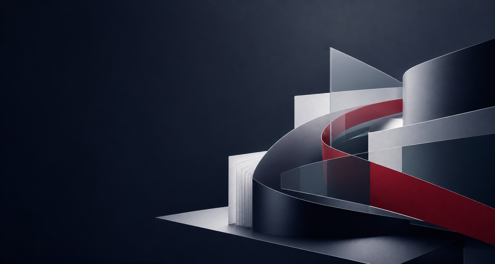 Abstract architectural forms representing communication and media